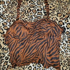 Halter crop top zebra bustier